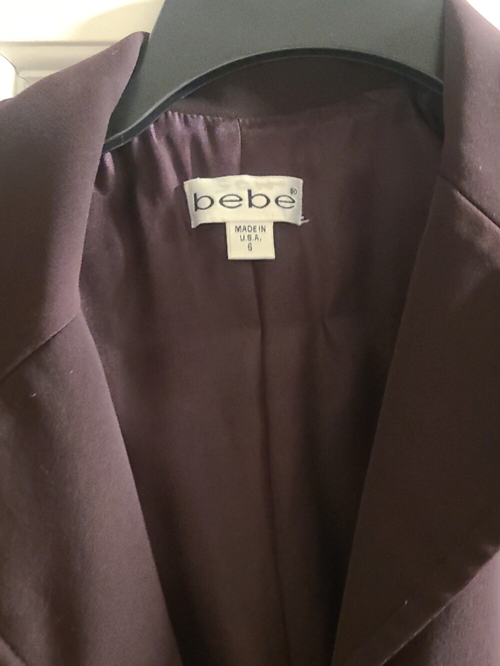 bebe Plum Single-Breasted Notch Lapel Blazer With Matching Skirt - Picture 2 of 11
